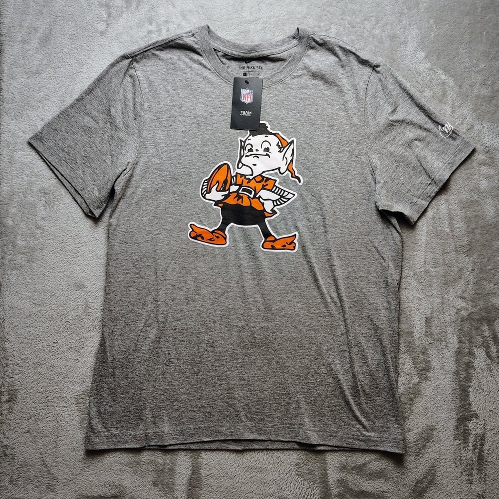 Nike T-Shirt Men's Gray Large Cotton NFL Cleveland Browns Elf